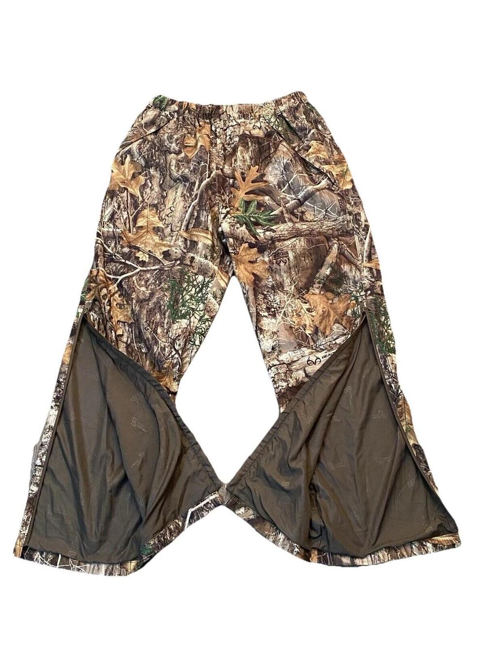 Realtree Edge Camo Pants Mens Size L Elastic Drawstring Zipper Leg Scent Control